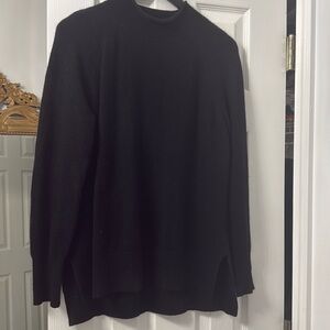 WHITE + WARREN women black mock neck chasmere sweater M